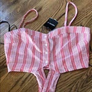 Red striped crop top